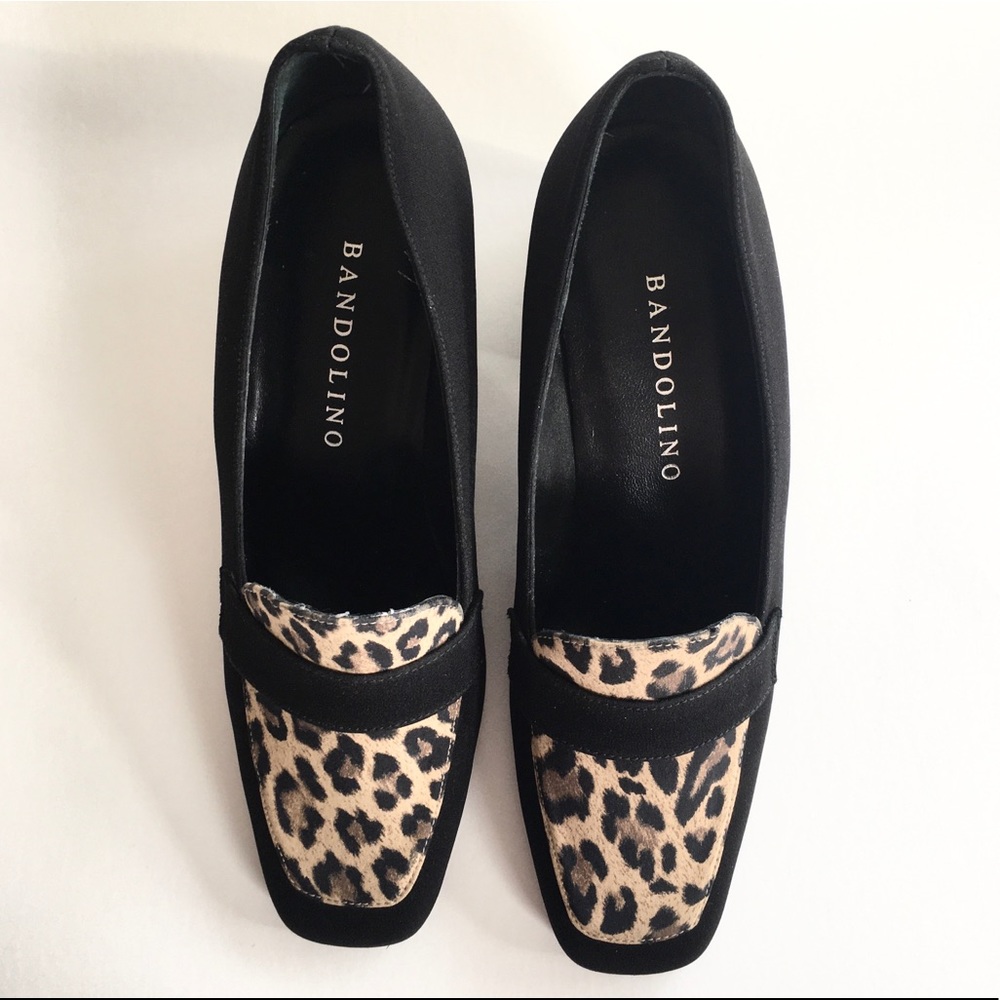 Bandolino Cheetah Suede Square Toe Pump Heels 6